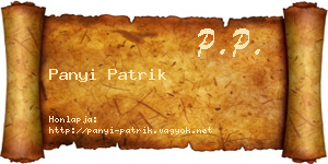 Panyi Patrik névjegykártya